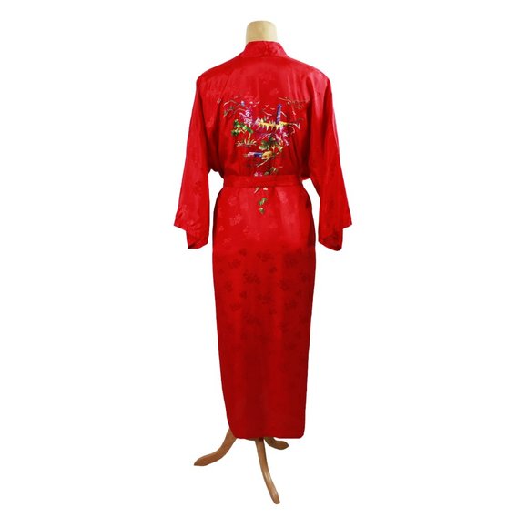 Red Kimono Style Embroidered Robe - Picture 15 of 15